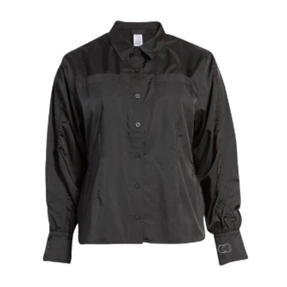 Reebok x Cardi B. Ruched-Sleeve Active Shirt in Black, Plus Size 2X New w/Tag - Picture 5 of 15